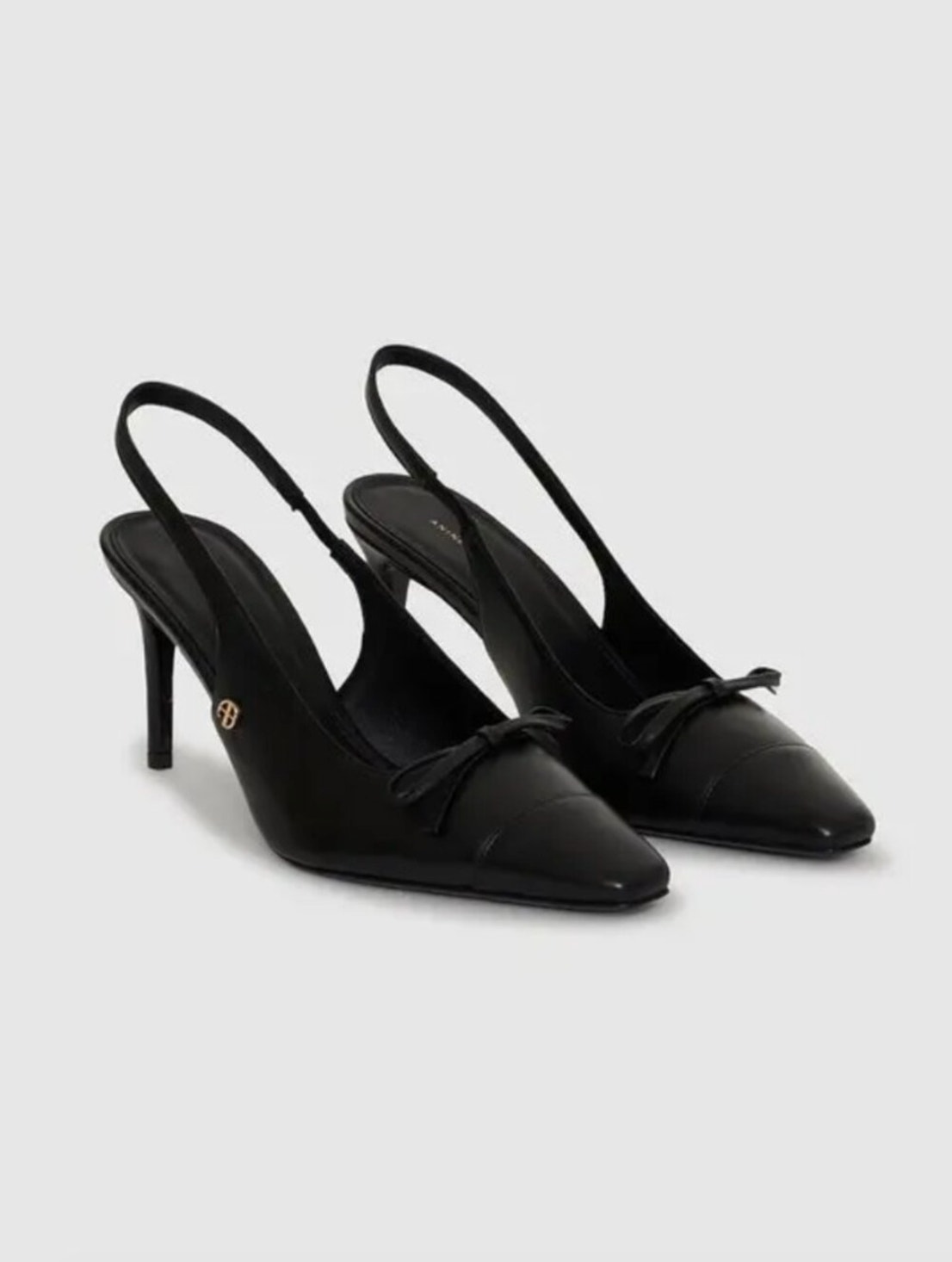 Anine Bing Leather Heels Freya Slingbacks Womens Eu 39/Us 9 Black Slip-On Nwot